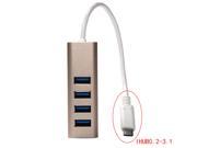 JNTworld Aluminum USB 3.0 HUB 4 Port High Super Speed 5Gbps Splitter Compact Converter Adapter with Built in Type C USB 3.1 Interface Cable For Tablets PC Lapto