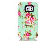 JNTworld 3 in 1 High Impact PC TPU Hybrid Floral print Shockproof Tough Armor Heavy Duty Rugged Bumper Protective Case Cover Shell for Samsung Galaxy S6 Edge
