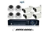 Nexhi NXH 3AHDK4A AHD960P TL 8CH 720P All in One Complete Surveillance System with 8 CCTV Camera 4 Bullet 4 Dome Adapters and Cables