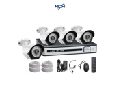 Nexhi NXH I74K IP720P TLK1 4CH HD 1080P All in One Complete NVR Surveillance System Kit with 4 Bullet IP Camera Adapters and Cables