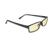 CORN Optiks YJ 2 Full Rim Advanced Video Gaming Eyewear Glasses with Headset Compatibility and Amber Lens Tint Flexible Beta Memory Polymer Black