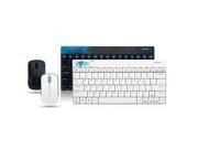 CORN White Mini Cool Design Keyboard Mouse With RF 2.4GHZ Wireless Connection by a USB Nano Receiver and Buttons with arc Design and Water Proof Design