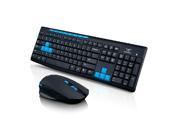 CORN Multimedia Wireless Gaming Keyboard and Mouse Combo With USB RF 2.4GHz Anti Ghosting Feature Water Proof Design Black Blue