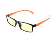 CORN Optiks YJ 2 Full Rim Advanced Video Gaming Eyewear Glasses with Headset Compatibility and Amber Lens Tint flexible Beta Memory Polymer. Orange