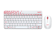 Logitech RF Wireless Combo MK240 NANO Receiver 12 Function Keys 2.4GHz 1000DPI Both Hands Spill resitant Keyboard and Mouse White Red