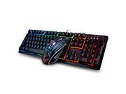 CORN Wired Multimedia Mechanical Feeling Gaming Keyboard and Mouse Combo Multi color LED Full Key Backlit 19 Keys Anti Ghosting Water Proof Design Suspension Ke