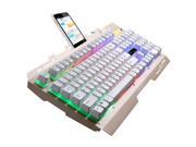 CORN G700 Rainbow LED Full Backlit Metal Panel Mechanical Feeling Gaming Keyboard with Phone Holder 104Keys