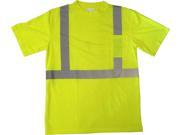 High Visibility Lime Green Class 2 T shirt with Reflective Stripes Large