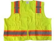 High Visibility Lime Surveyors Vest with Zipper Pocket Medium