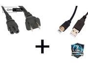 OMNIHIL 2.0 USB AC Power Cord for HP Photosmart 1115 1218 5510 5520 6510 6520 B211 Printers
