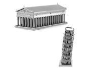Metal Earth 3D Laser Cut Steel Models Tower of Pisa AND Parthenon = SET OF 2