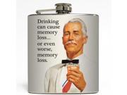 Drinking Can Cause Memory Loss Liquid Courage Flasks 6 oz. Stainless Steel Flask