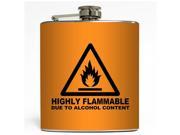 Highly Flammable Orange Liquid Courage Flasks 6 oz. Stainless Steel Flask