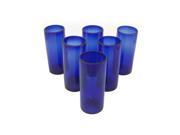 NOVICA Artisan Crafted Dark Blue Recycled Glass Hand Blown Cocktail Glasses 13 oz. Pure Cobalt set of 6