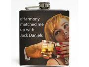eHarmony Match Jack Daniels Flask Liquid Courage Flasks 6 oz. Stainless Steel Flask