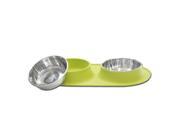 Messy Mutts Stainless Steel Double Dog Feeder with Non Slip Silicone Base