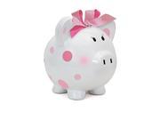 Child to Cherish Large Pig White with Polka Dot Toy Bank Pink