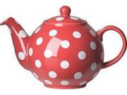 Red White Polka Dot Ceramic Globe 6 Cup Teapot