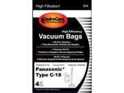 Panasonic Type C 18 Micro Allergen Cloth Bags 4 Pack Compare with Panasonic Part AMC J3EP Canister Replacement Bag for
