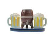 Westland Giftware Mwah Beer Keg and Mugs Magnetic Ceramic Salt and Pepper Shaker with Toothpick Holder Set 3.25 Inch