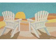 Indoor Outdoor Machine Washable Rug Setting Sun Features Adirondack Chairs Against Sunset At Beach 21 X 33