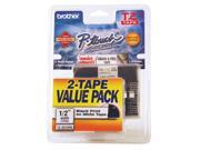 1 2 Laminated Black on White Tape 2 Pack of TZ231 26.2 Ft. For use in TZ P Touch All TZ Ma