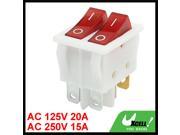Double SPST On Off 2 Position 6 Pins Red Neon Light Boat Rocker Switch