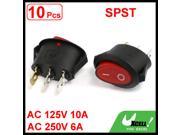 10 Pcs Red Indicator Light 3 Pin SPST ON OFF Snap in Rocker Boat Switch