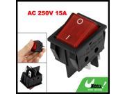 Red Button 4 Pins DPST On Off Neon Light Rocker Switch AC 250V 15A