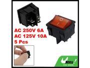 5 Pcs 4 Pin DPST Red Neon Light On Off Rocker Switch AC 6A 250V 10A 125V