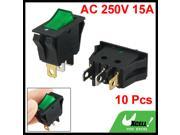 10 Pcs AC 250V 15A 125V 20A Green Indicator Light 3 Pin ON OFF Rocker Switch
