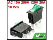 10 Pcs AC 15A 250V 125V 20A SPST On Off Green Neon Light Rocker Switch