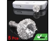 5Pcs Bling Clear Crystal 3.5mm Dust Earphone Plug Stopper for MP3 MP4