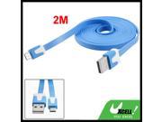 2M Plastic Sync Data Charging Flat Line USB Cable Sky Blue for Motorola V8