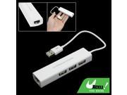 10 100Mbps RJ45 LAN Ethernet Adapter 3 Port USB Hub White