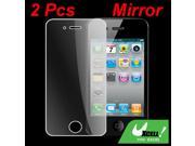 2 Pcs Silver Tone Mirror Screen Guard Film for iPhone 4G 4