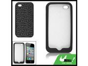 White Circles Printed Black Soft Silicone Cover for iPhone 4 4G