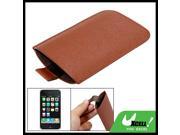 Brown Textured Faux Leather Bag for Apple iPhone 3G