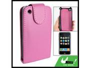 Fuchsia Magnetic Flip Faux Leather Holder Case for iPhone 3G