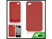 Red Ribbed Soft Silicone Skin Case Cover for iPhone 4