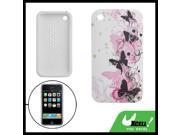 Pink Butterfly Decor Plastic Cover for iPhone 3G 3GS