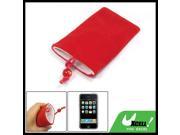 For iPhone 3G Bead Button Closure Soft Plush Red Pouch Bag