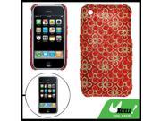 Antislip Back Cover w Glittery Flower for iPhone 3G Red