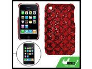 Rhombus Antislip Red Glittery Back Cover for iPhone 3G