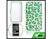Plastic Leopard Glittery White Green Case for iPhone 3G
