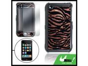 Zebra Glittery Plastic Case Screen Guard for iPhone 3G
