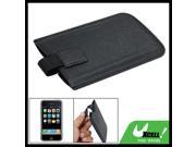 Black Texture Faux Leather Case Pouch for iPhone 3G