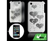 Silver Tone Heart Case White Cover Guard for iPhone 3G
