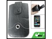 Black Textured Faux Leather Pull Up Pouch for iPhone 3G