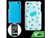 Cherry Design Hard Blue Back Plastic Case for iPhone 3G